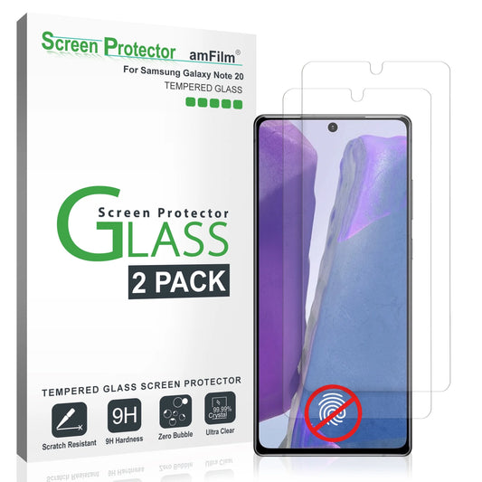 Screen Protector for Samsung Galaxy Note 20 (2 Pack), Full Cover (Case Friendly) Tempered Glass Film with Easy Install Tray (2020)