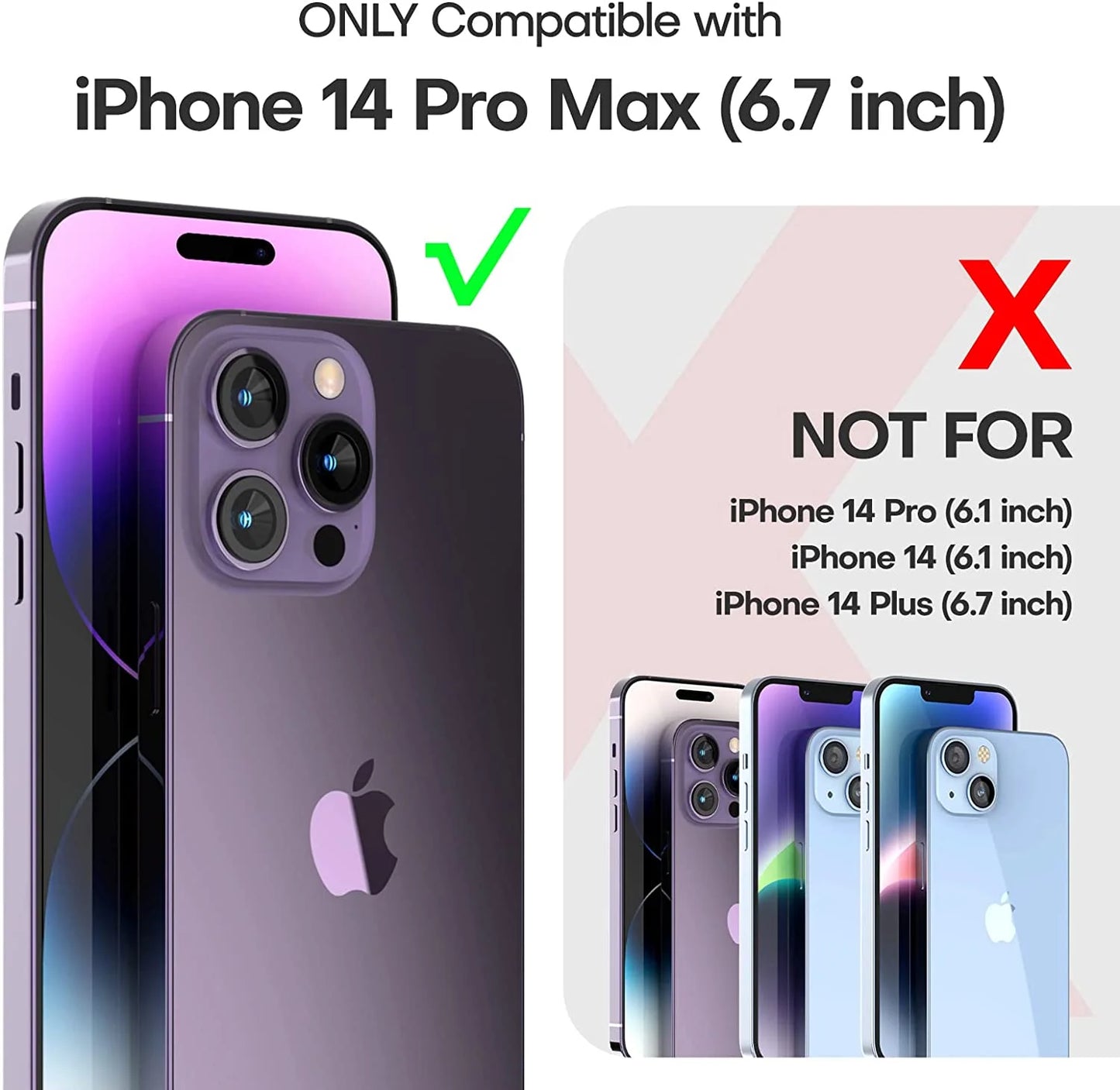 Iphone 14 Pro Max Shockproof TPU Softshell Slim Phone Case with Glass Protector, Clear