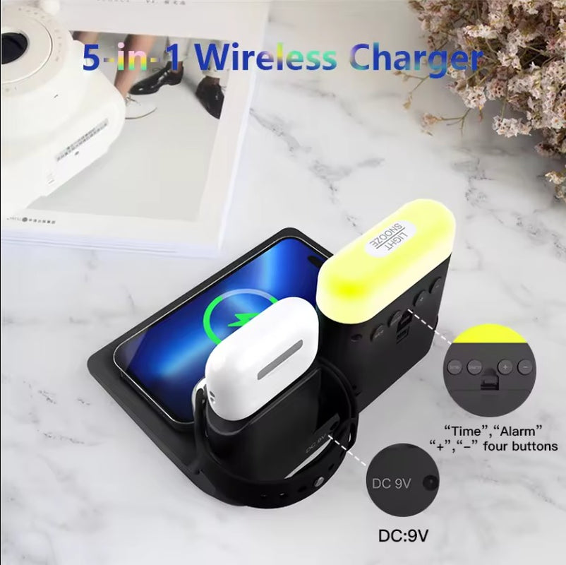 5 in 1 Multifunctional LED Light Mobile Phone Charging Station New Products for Multiple Devices Adapted for Chargers Adapters