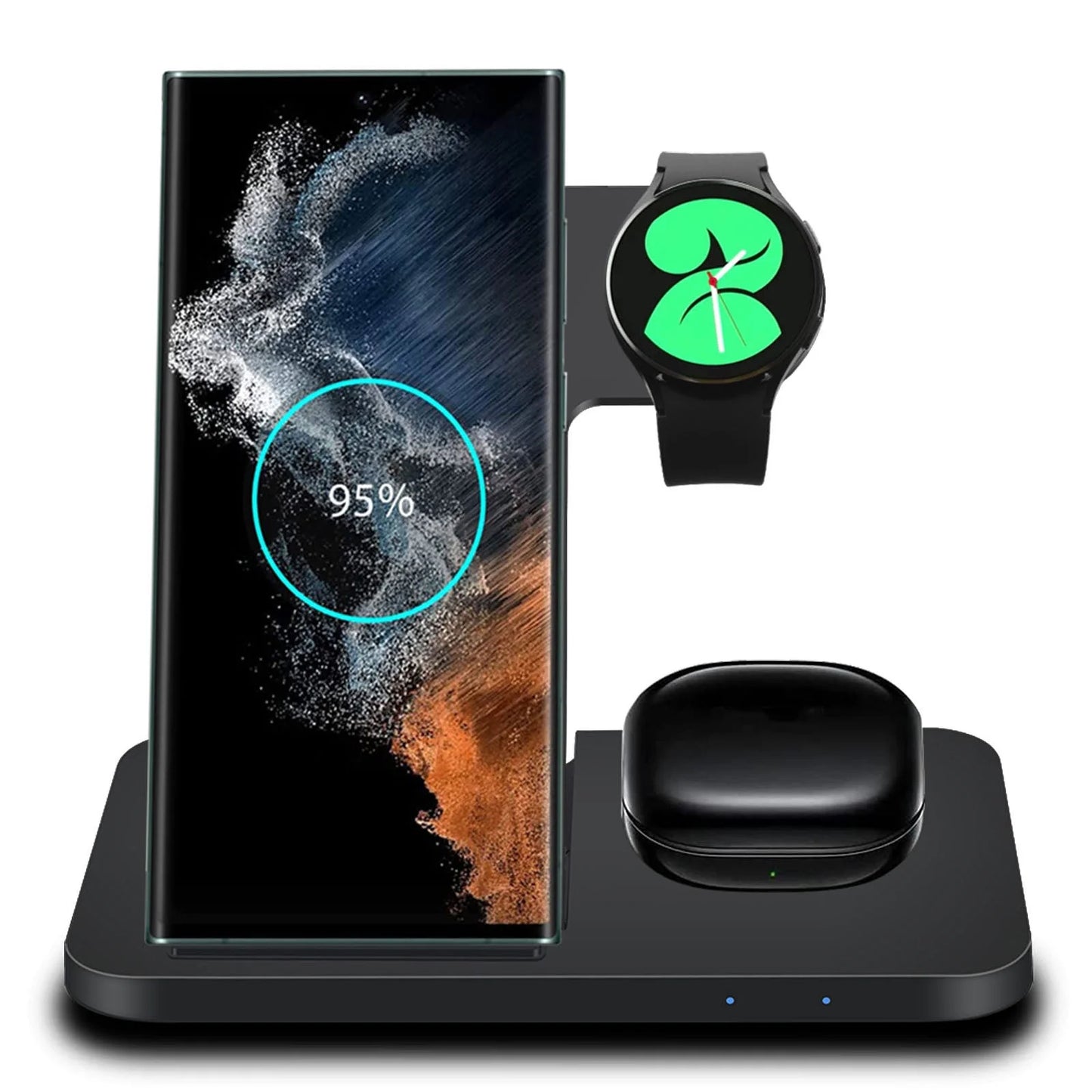 3-In-1 Wireless Charging Stand for Samsung Galaxy, Iphone, Galaxy Watch, Galaxy Buds, Black