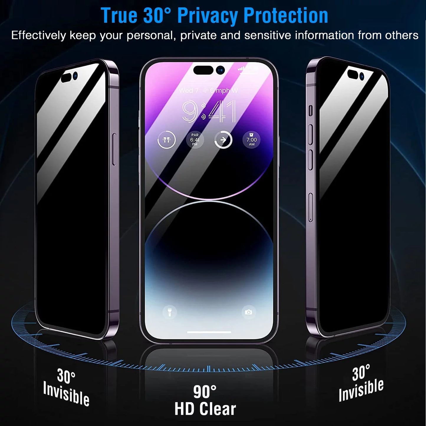 2Pcs Privacy Screen Protectors, Tempered Glass Screen Film, Full Coverage Screen Protector, Private Tempered Glass Film(Anti-Spy), Phone Screen Protector Fit for Iphone 12Max