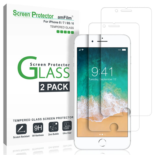 Screen Protector for Apple Iphone 8, Iphone 7, Iphone 6S, and Iphone 6 - Premium Real Tempered Glass Film (2 Pack)